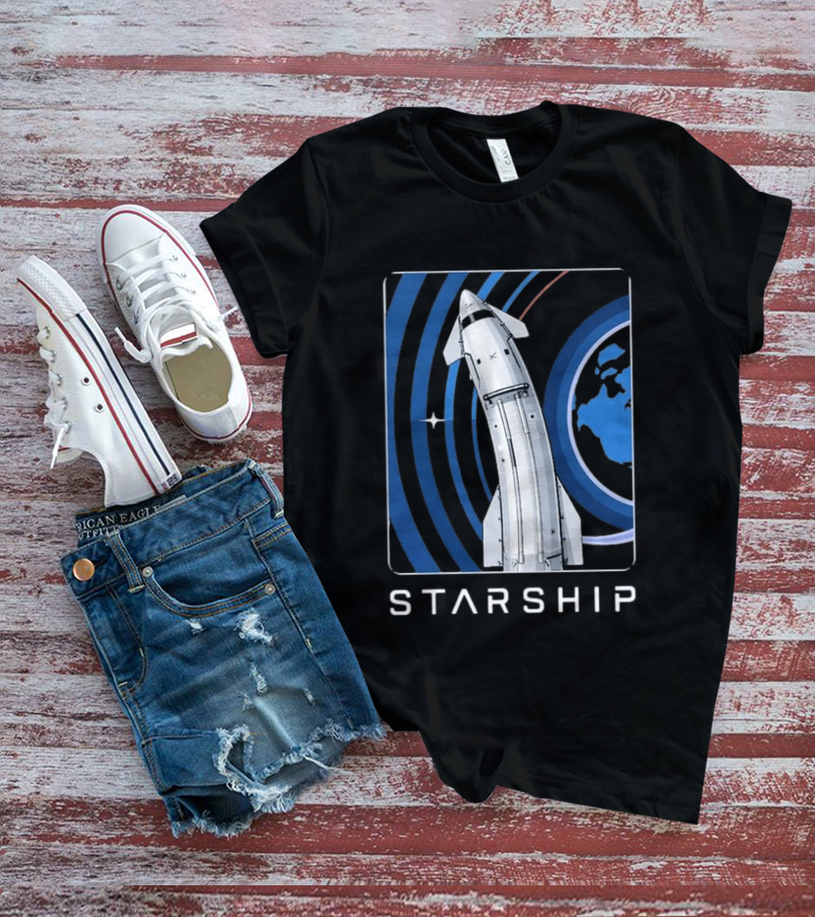Starship Orbital Flight SpaceX Earth Trajectory T-Shirt