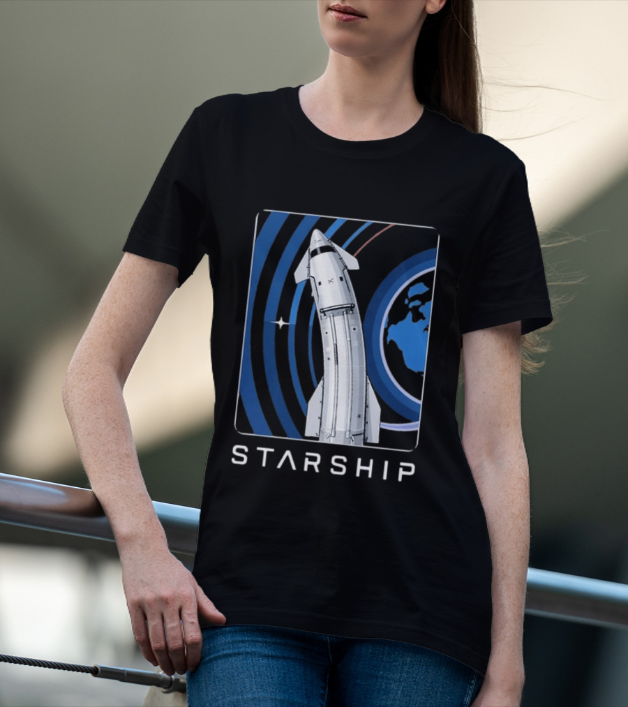 Starship Orbital Flight SpaceX Earth Trajectory T-Shirt