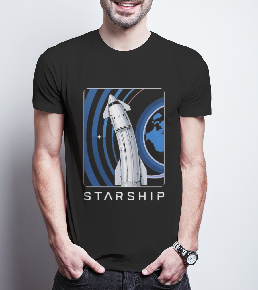 Starship Orbital Flight SpaceX Earth Trajectory T-Shirt