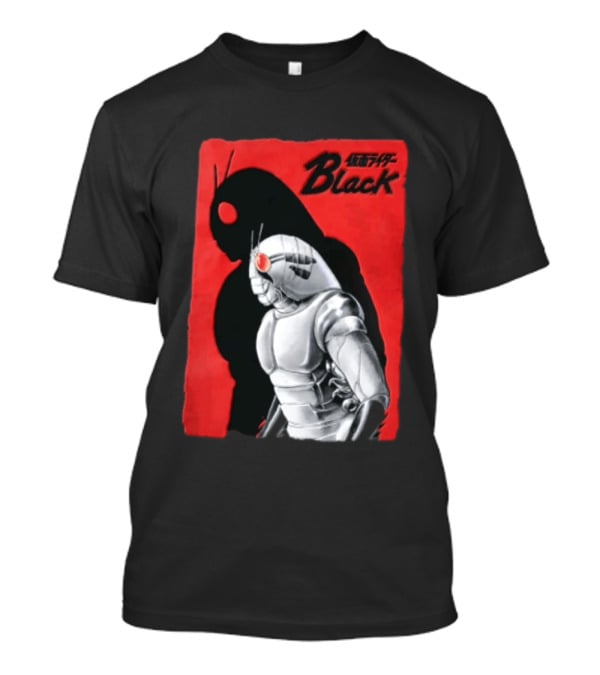 Kamen Rider Black Iconic Character Silhouette And Bold Red T-Shirt