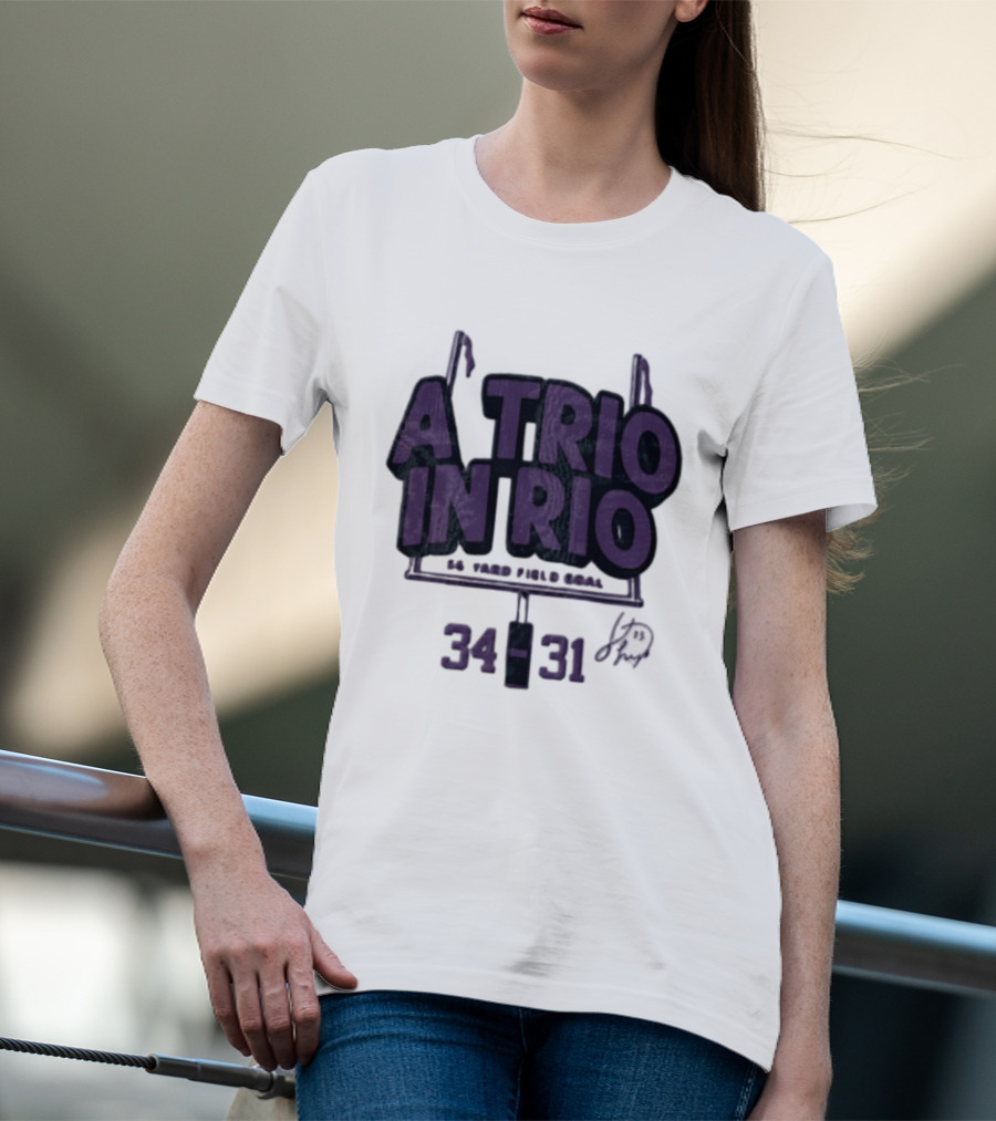 A Trio In Rio 34 31 Baltimore Ravens Victory Celebration T-Shirt