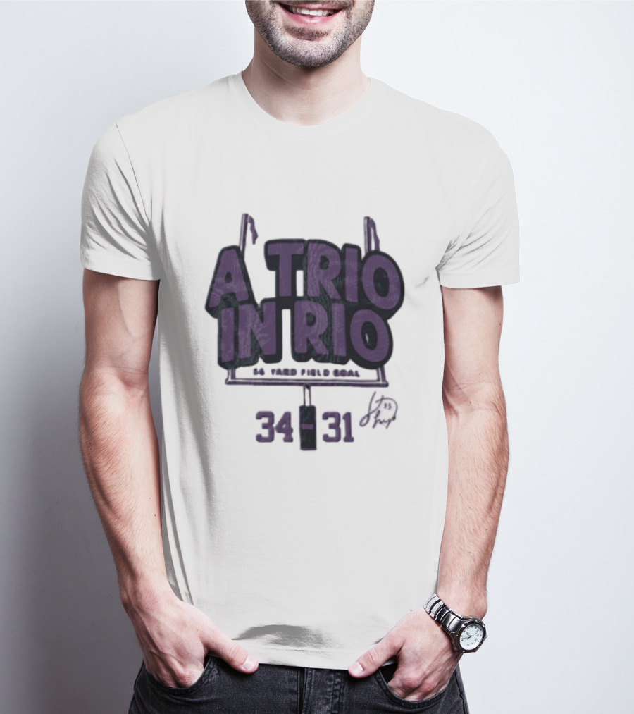 A Trio In Rio 34 31 Baltimore Ravens Victory Celebration T-Shirt
