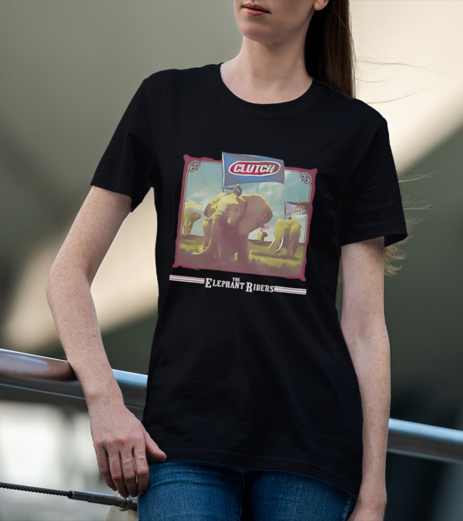 Clutch The Elephant Riders Alternative Metal Rock Music Elephant Banner T-Shirt