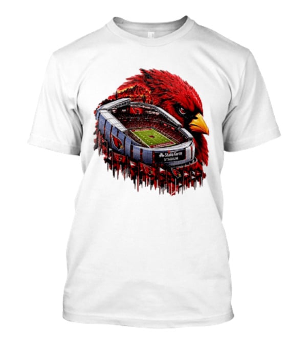 Arizona Cardinals State Farm Stadium With Cardinal Artwork And NFL Football T-Shirt