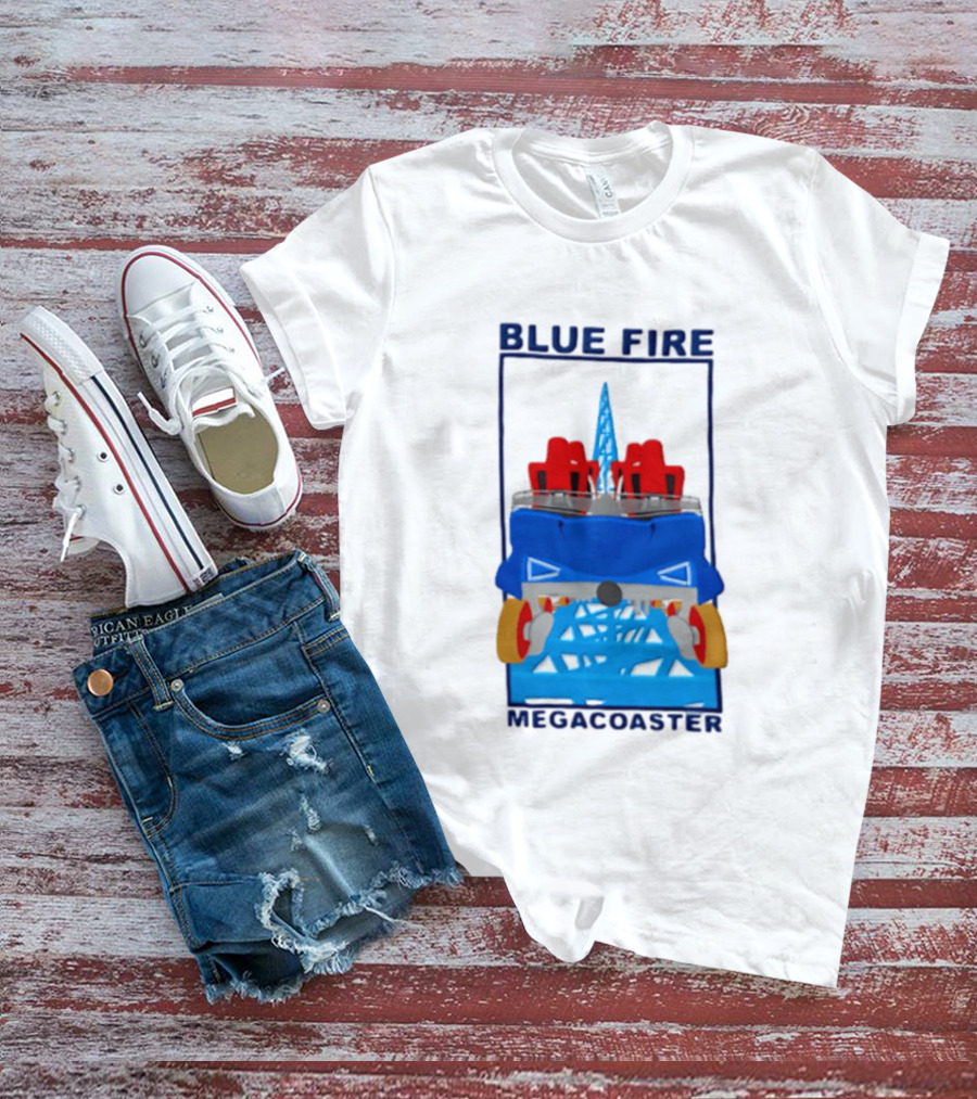 Blue Fire Megacoaster Roller Car T-Shirt