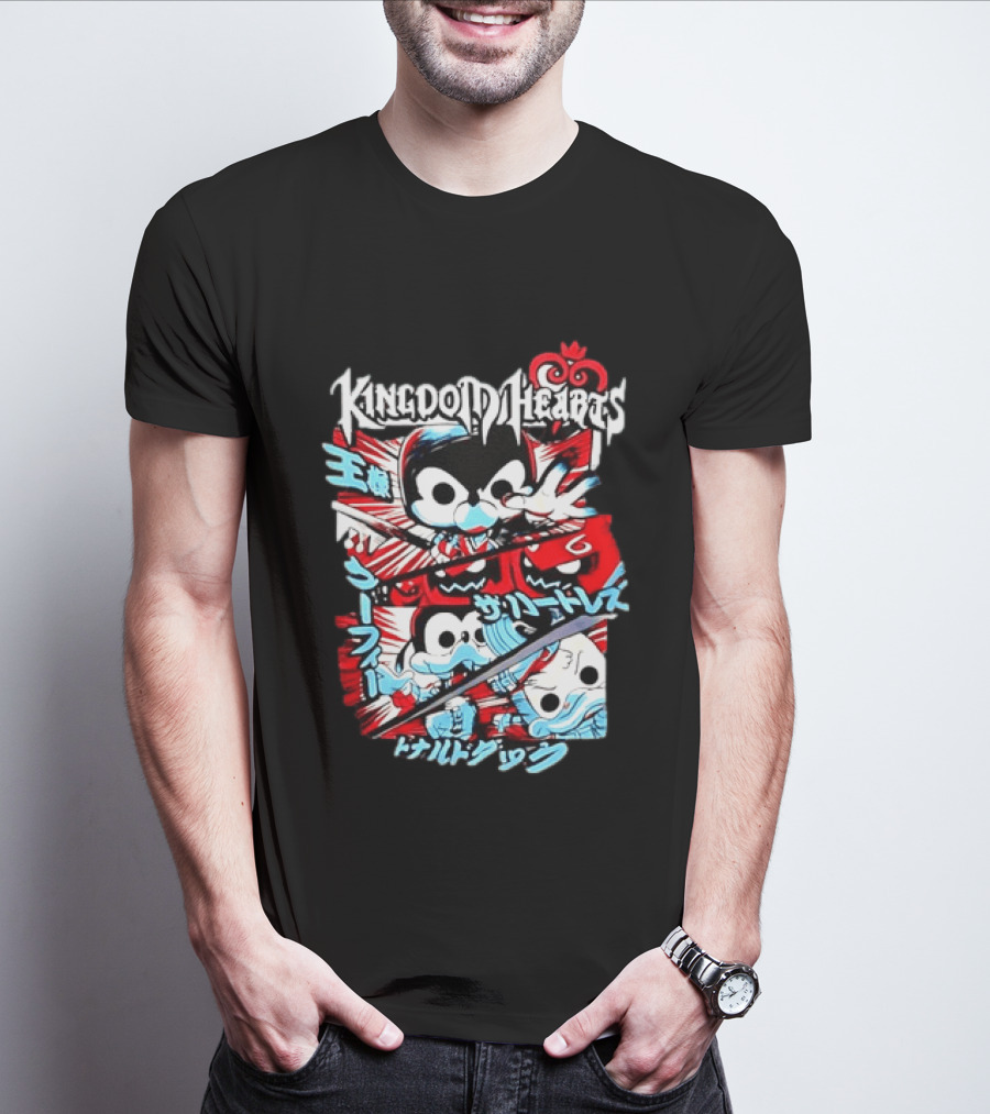 Kingdom Hearts Mickey Mouse Goofy Donald Duck Manga T-Shirt