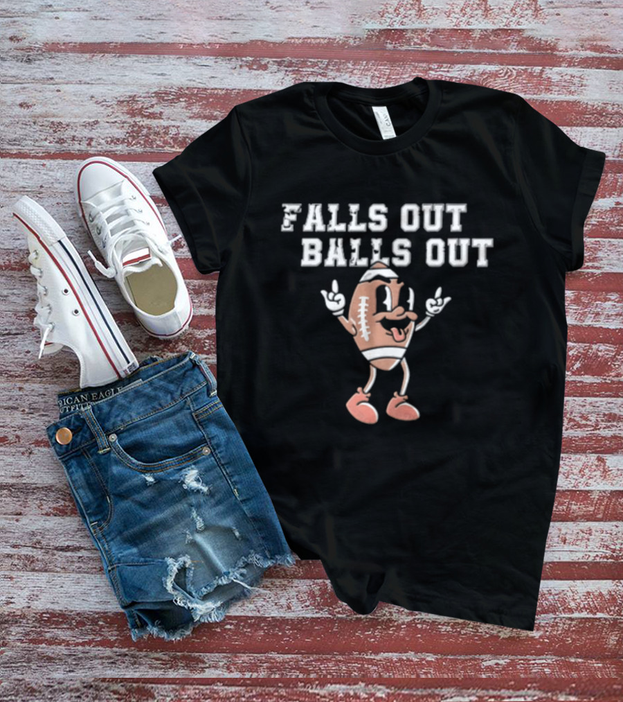 Falls Out Balls Out Football Cartoon T-Shirt