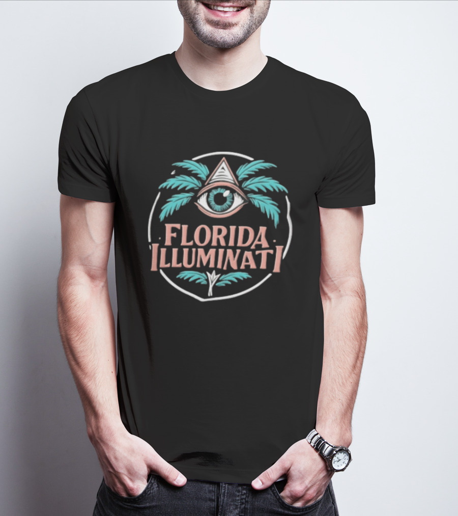 Florida Illuminati Palm Tree Eye Pyramid T-Shirt