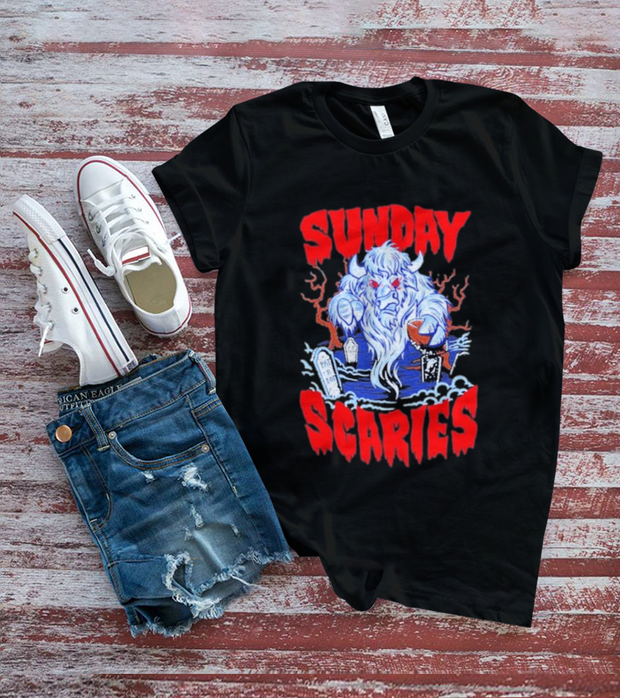 Sunday Scaries Buffalo Football Game Day Frights Lancaster Jeff Schmid T-Shirt