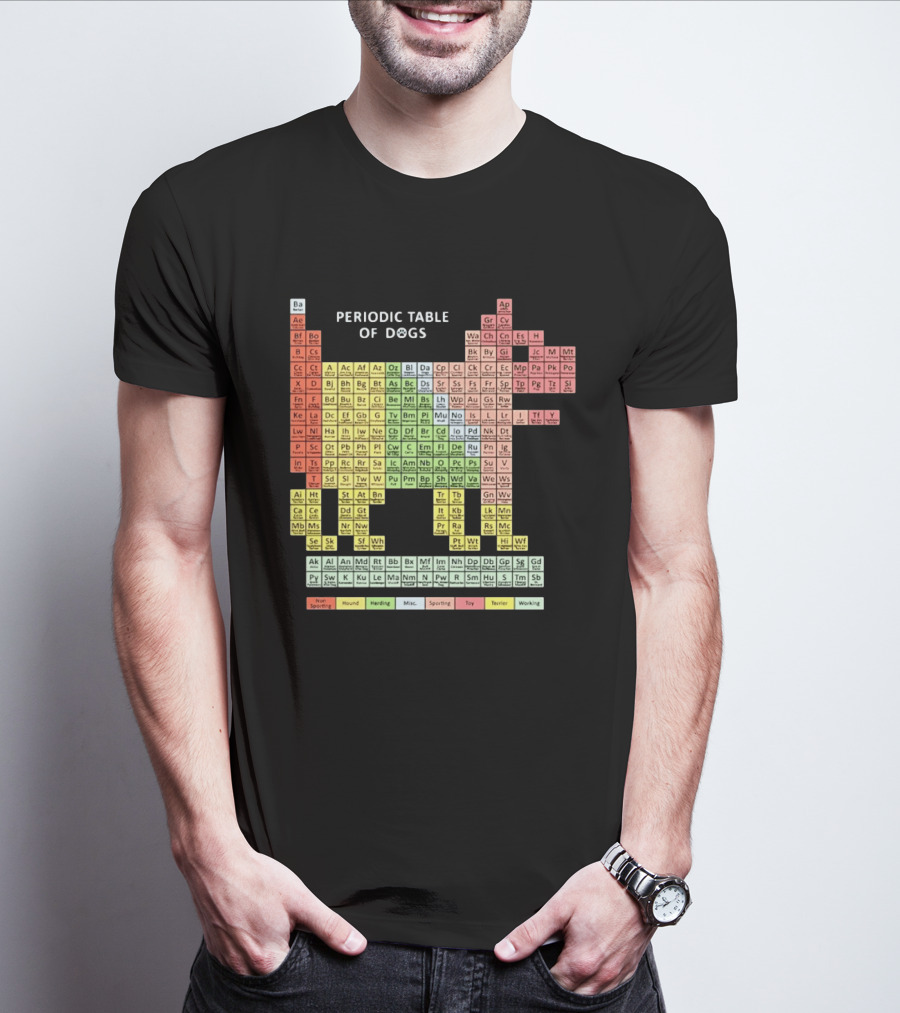 Periodic Table Of Dogs Breed Chart Non Sporting Hound Herding Misc Sporting Toy Terrier Working T-Shirt
