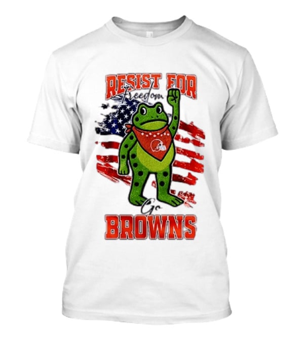 Resist For Cleveland Browns Portland Frog American Flag T-Shirt