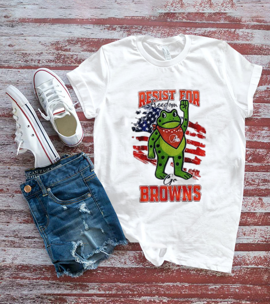 Resist For Cleveland Browns Portland Frog American Flag T-Shirt