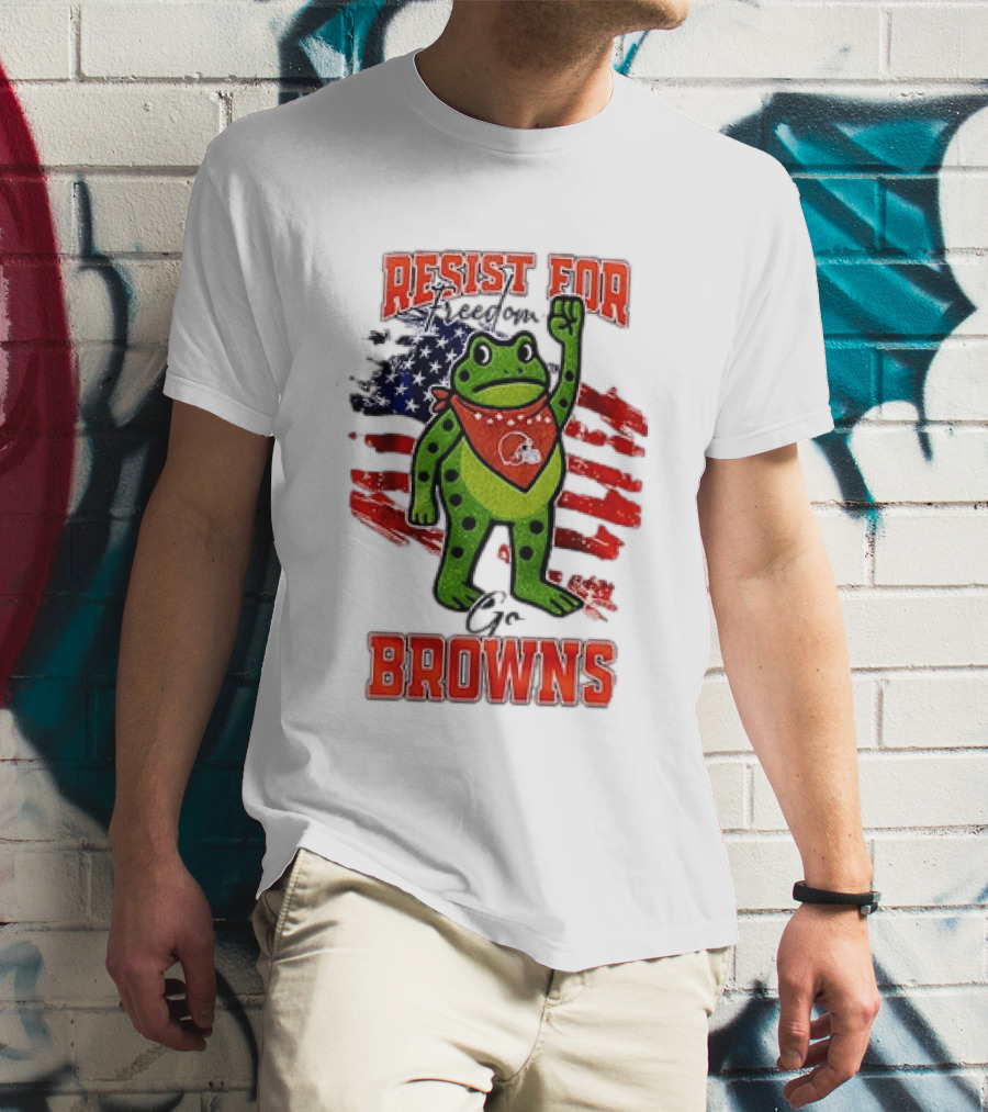 Resist For Cleveland Browns Portland Frog American Flag T-Shirt
