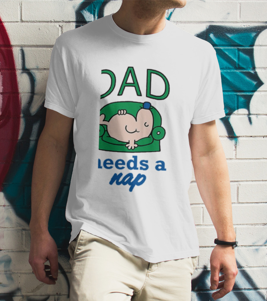 Dad Needs A Nap Cute Cartoon Sleeping Couch T-Shirt