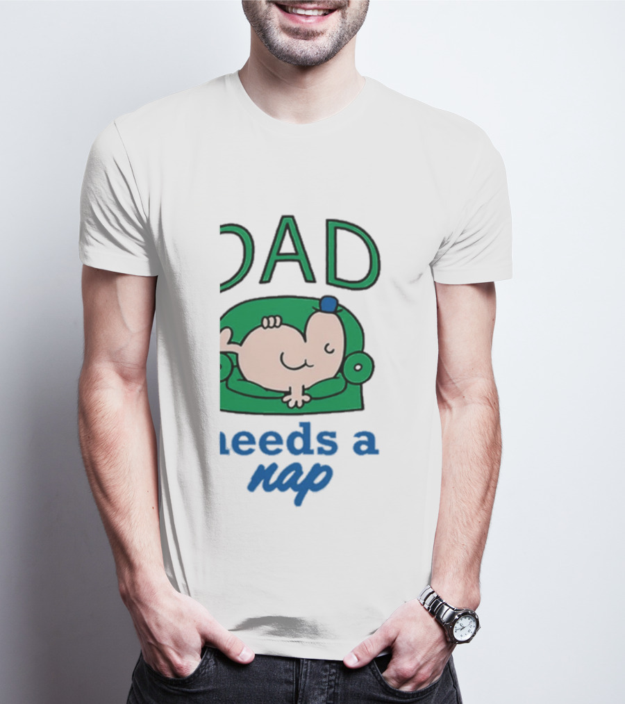 Dad Needs A Nap Cute Cartoon Sleeping Couch T-Shirt