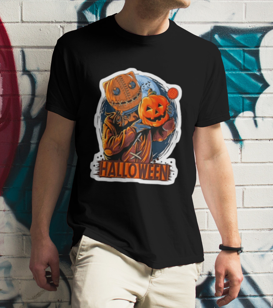 Halloween Sackman Pumpkin Lollipop Full Moon T-Shirt