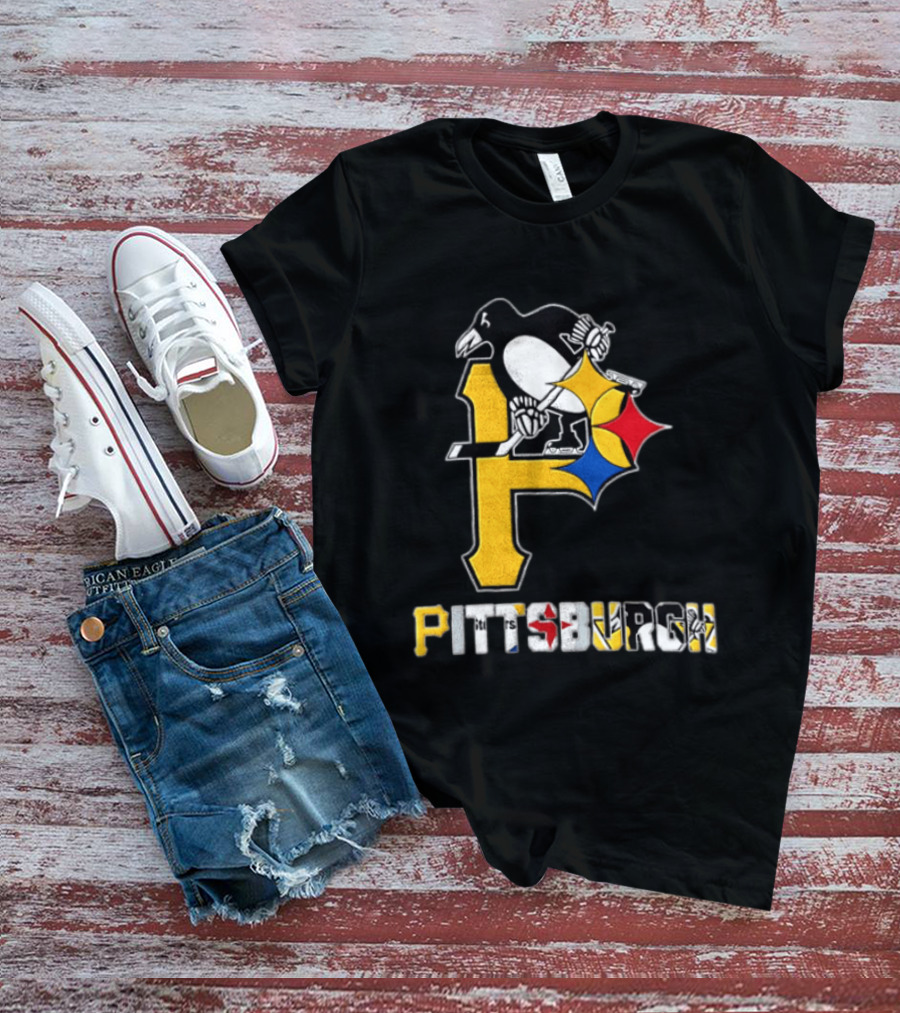 Pittsburgh Penguins Steelers P Logo Sport Map Iconic Team T-Shirt