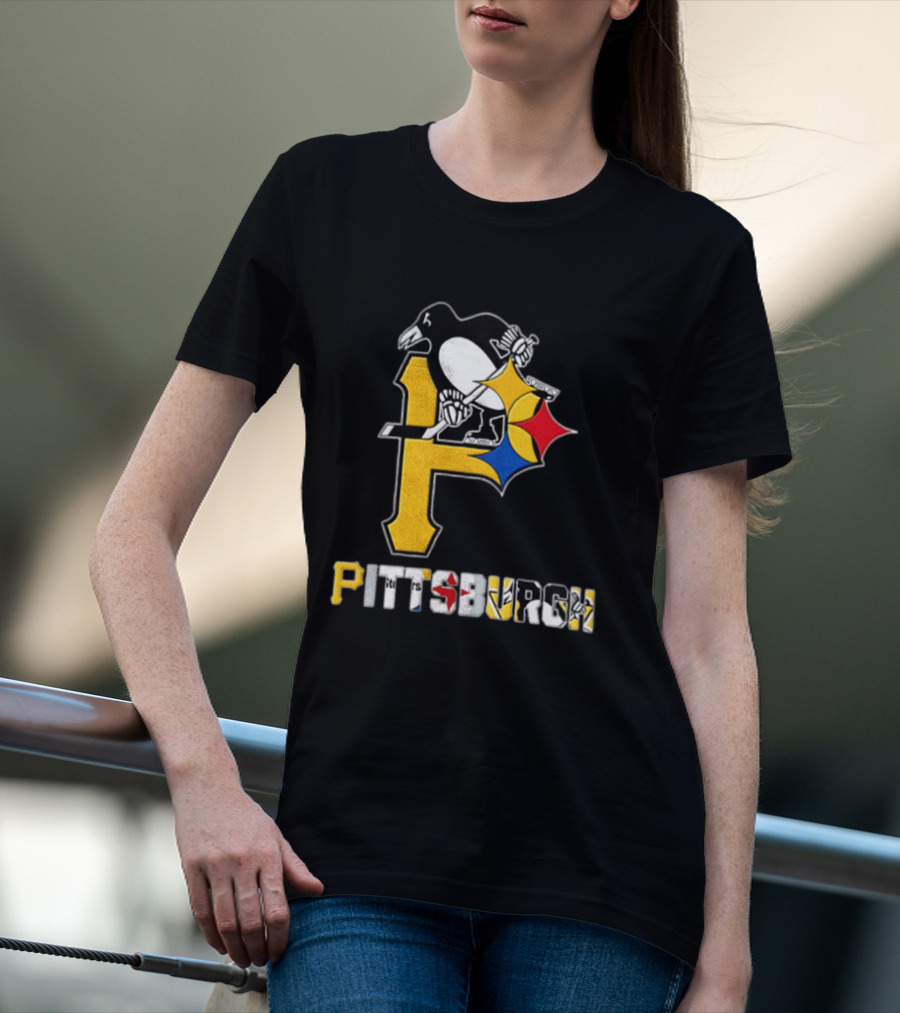 Pittsburgh Penguins Steelers P Logo Sport Map Iconic Team T-Shirt