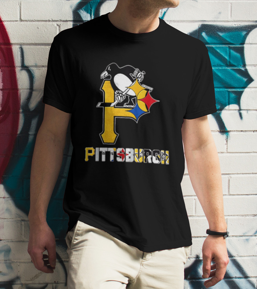 Pittsburgh Penguins Steelers P Logo Sport Map Iconic Team T-Shirt