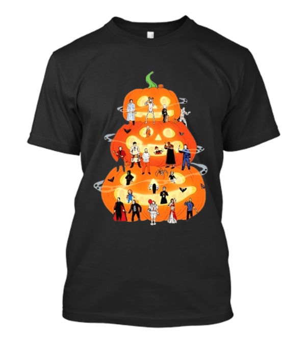 Horror Movie Icons Halloween Pumpkin Stack Villains T-Shirt