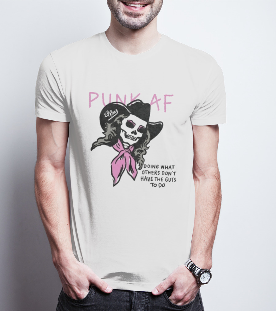Punk AF Skeleton Cowboy Doing What Others Don't Have The Guts To Do T-Shirt