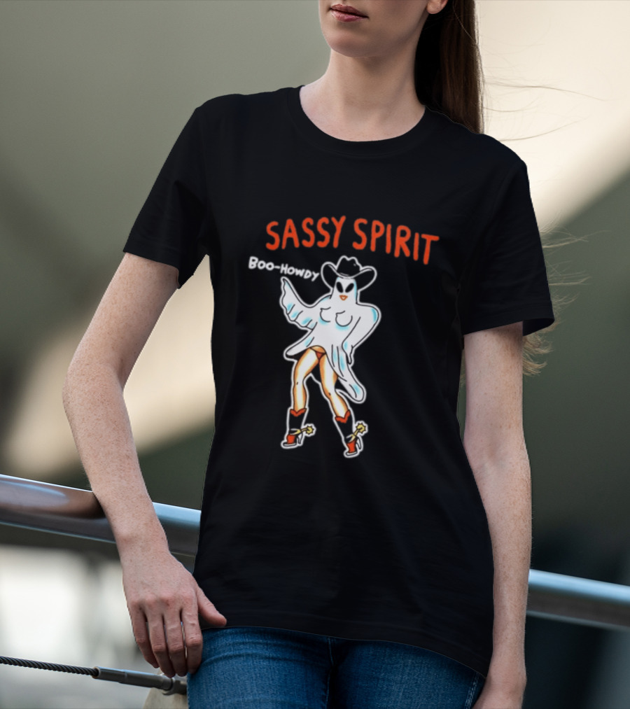 Sassy Spirit Boo Howdy Ghost Cowgirl Western Halloween Costume T-Shirt
