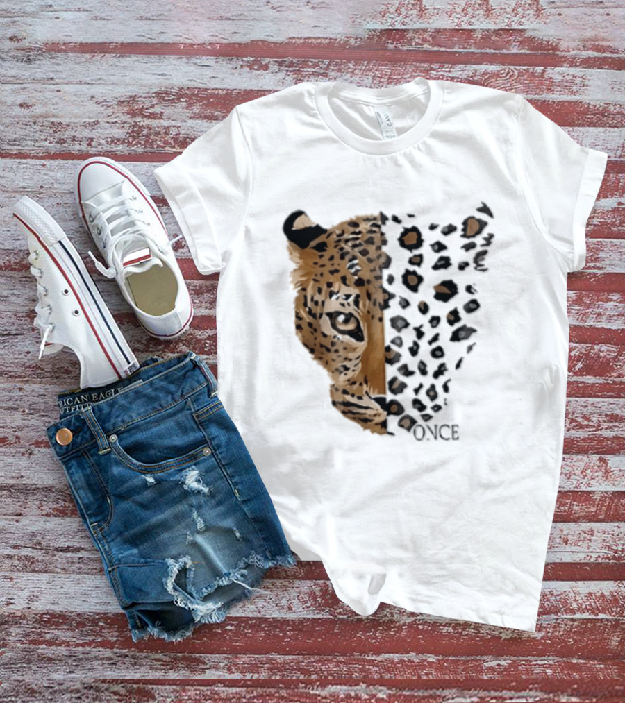 Once Leopard Face Half Animal Half Spots T-Shirt