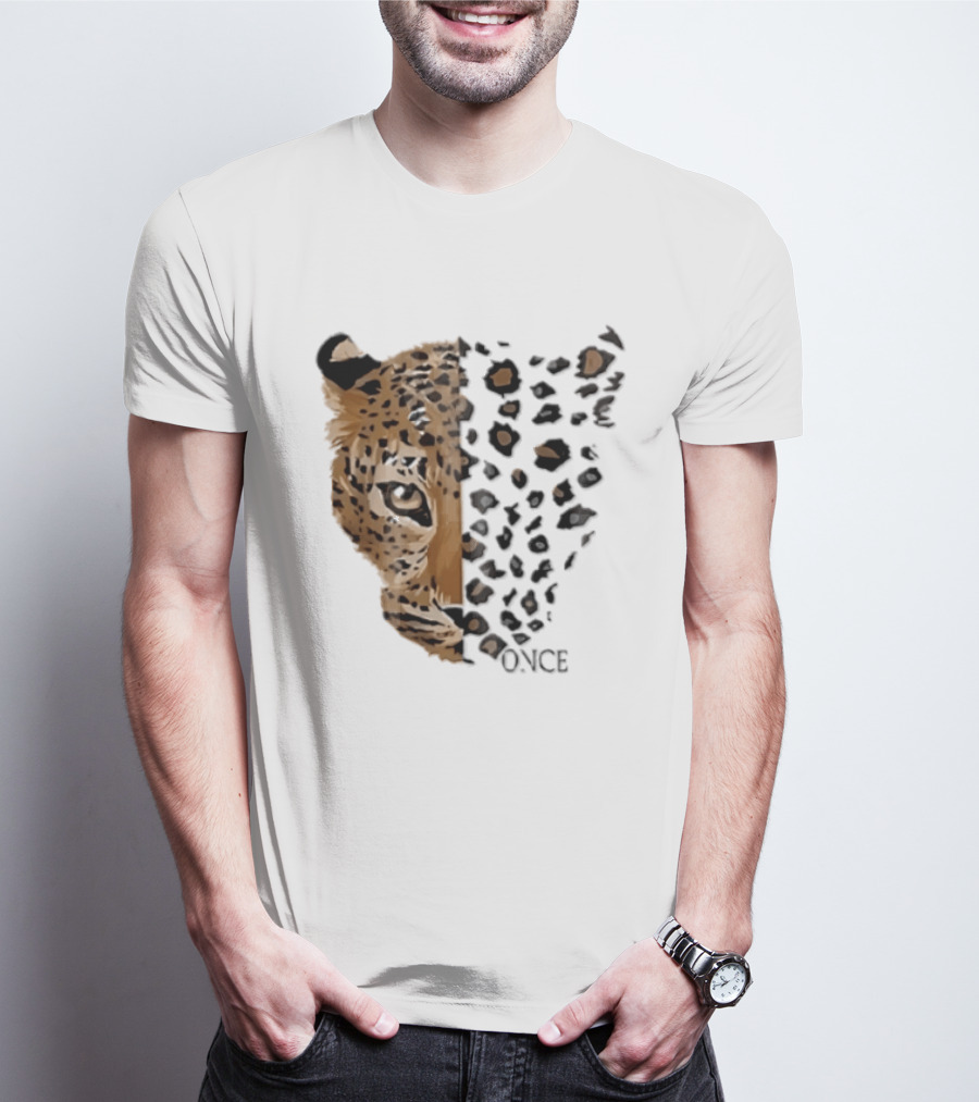Once Leopard Face Half Animal Half Spots T-Shirt