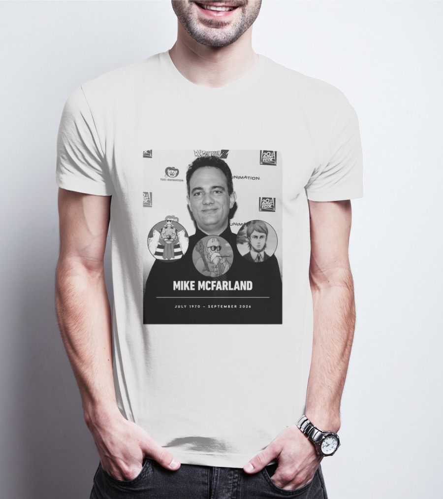 Mike McFarland July 1970 September 2026 Dragon Ball One Piece Attack On Titan Funimation Toei Animation Memorial T-Shirt