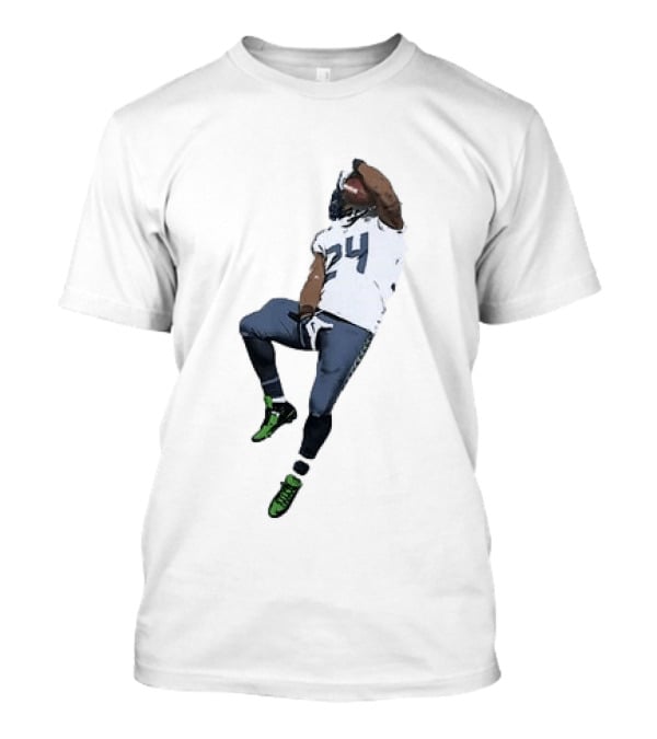 Seattle Seahawks Marshawn Lynch Number 24 Beast Mode Action Pose T-Shirt