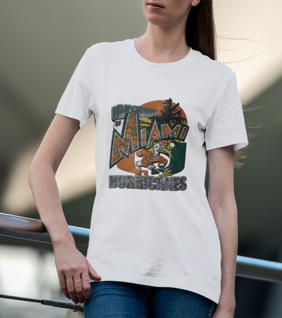 University Of Miami Hurricanes Sebastian Ibis Palm Tree T-Shirt