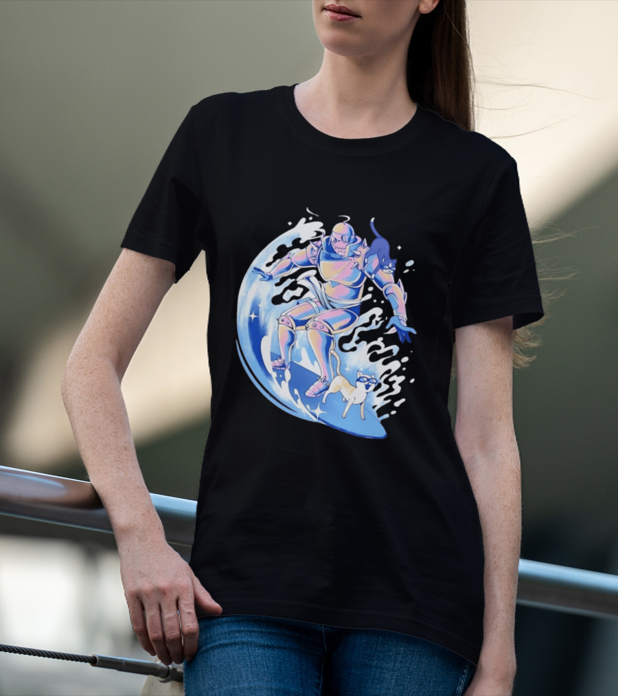 Alphonse Elric Surfing Adventure With Cool Cats On Waves T-Shirt