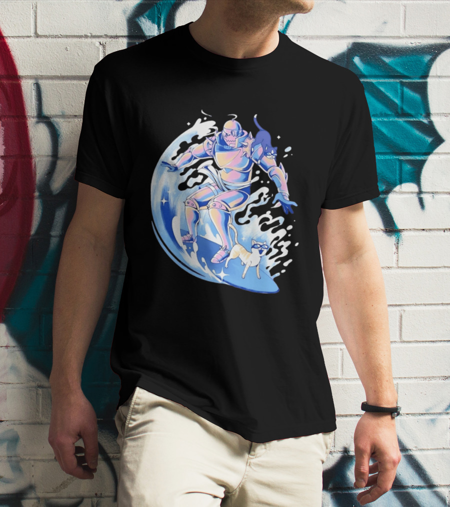 Alphonse Elric Surfing Adventure With Cool Cats On Waves T-Shirt