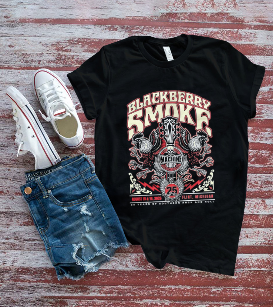 Blackberry Smoke Machine Shop Flint Michigan 25 Years Of Southern Rock And Roll T-Shirt
