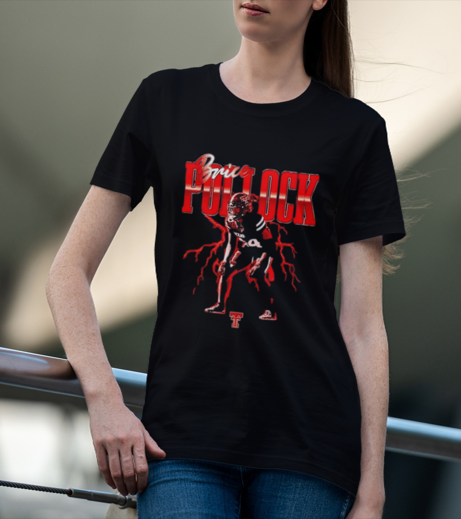 Brice Pollock Texas Tech Red Raiders Football Player Art With Team T-Shirt