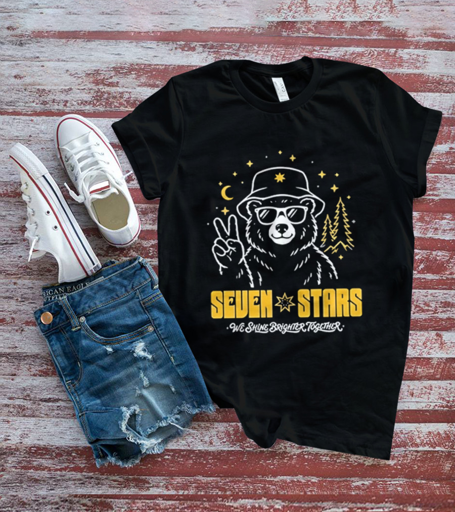 Seven Stars Peaceful Bear At Night We Shine Brighter Together T-Shirt