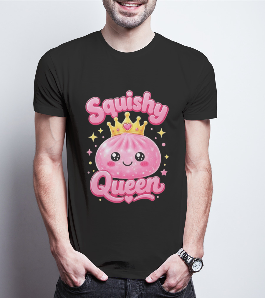 Squishy Queen Kawaii Mochi Pink Princess Cute Crown Stars T-Shirt