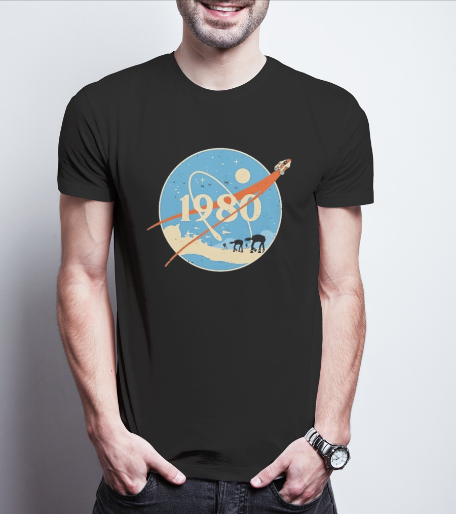 Star Wars 1980 Space Mission Inspired By Empire Strikes Back NASA Style Logo With AT AT Walkers T-Shirt