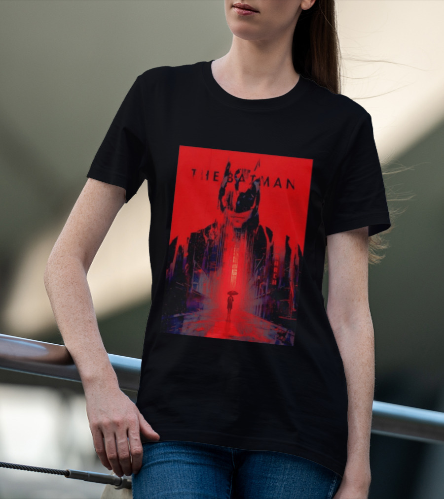 The Batman Monarch March Red Background Iconic Gotham Scene T-Shirt