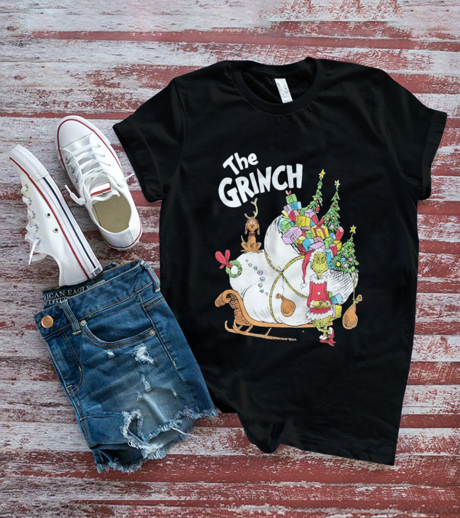 The Grinch Christmas Sleigh With Max And Presents T-Shirt