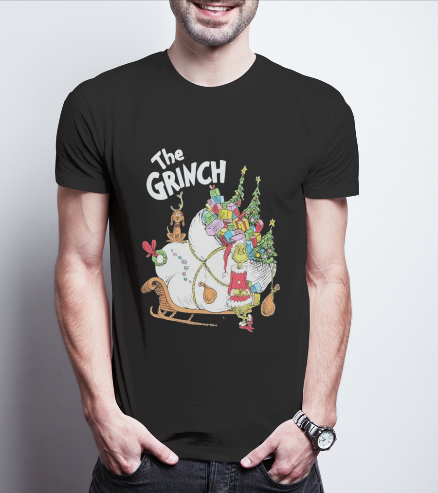 The Grinch Christmas Sleigh With Max And Presents T-Shirt