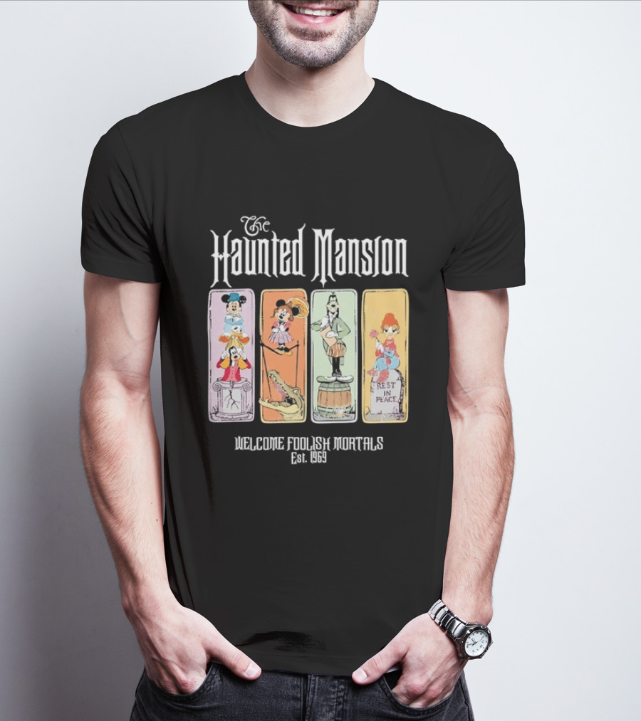 The Haunted Mansion Welcome Foolish Mortals Est 1969 Distressed T-Shirt