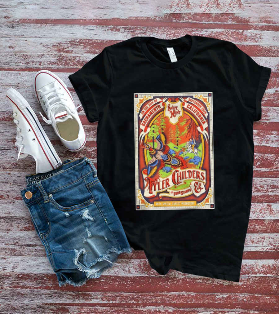 Tyler Childers And The Food Stamps Snipe Hunt Sacramento September 30th 2023 California Concert T-Shirt