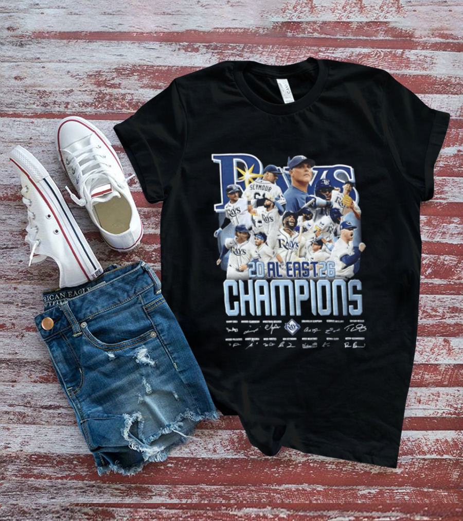 Rays 20 AL East Champions Featuring Seymour Diaz Caminero Aranda Simpson T-Shirt