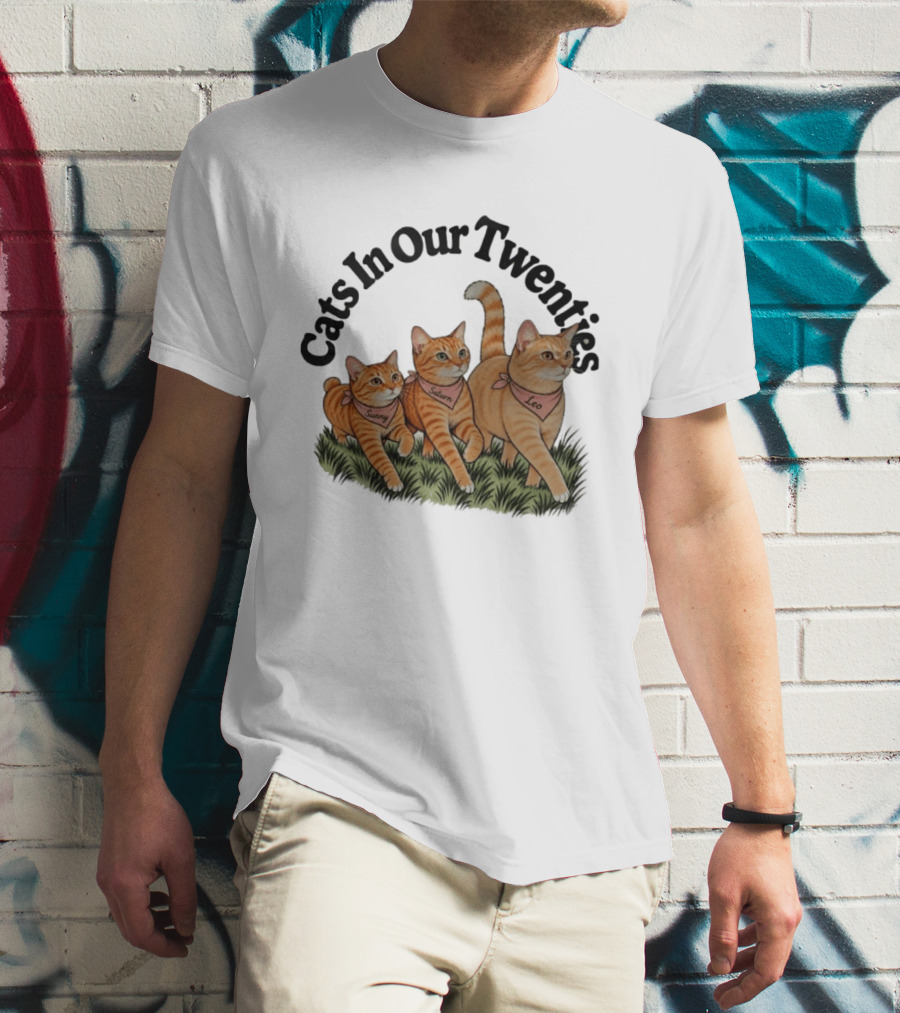 Cats In Our Twenties Sunny Saturn Leo Trio T-Shirt