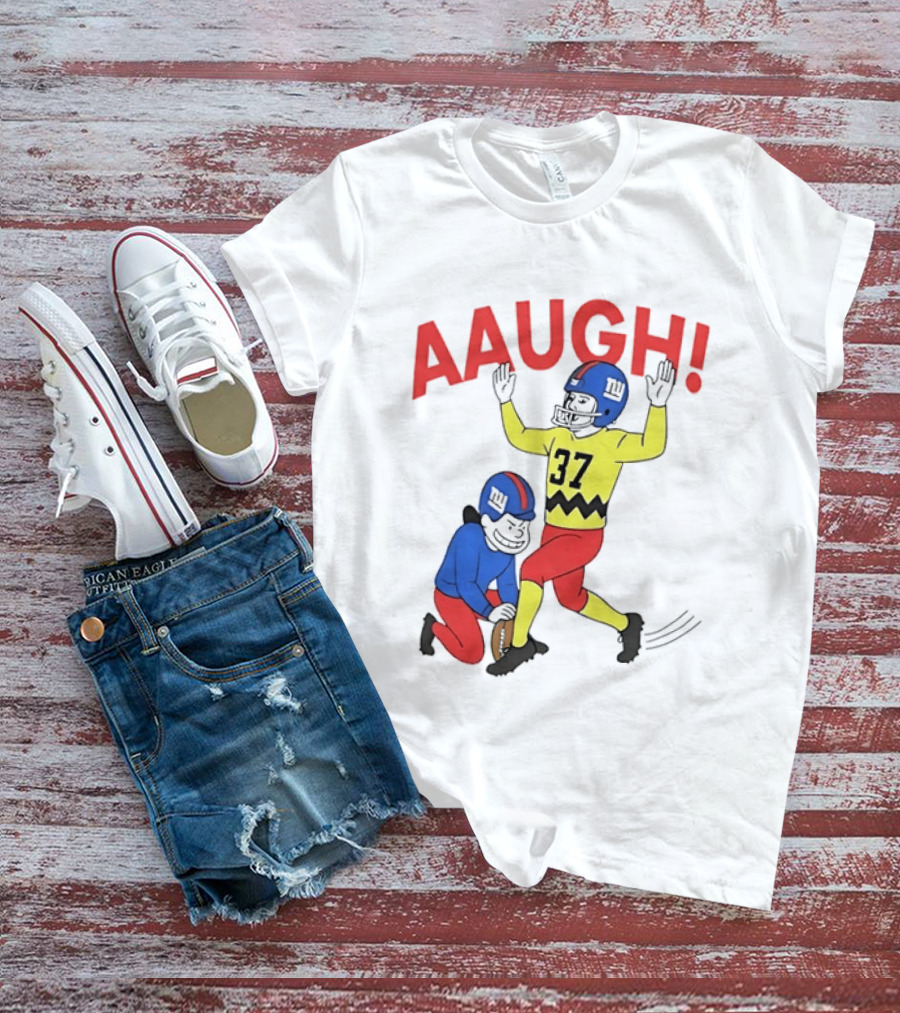 Charlie Brown New York Giants AAUGH Football 37 Peanuts Comic T-Shirt