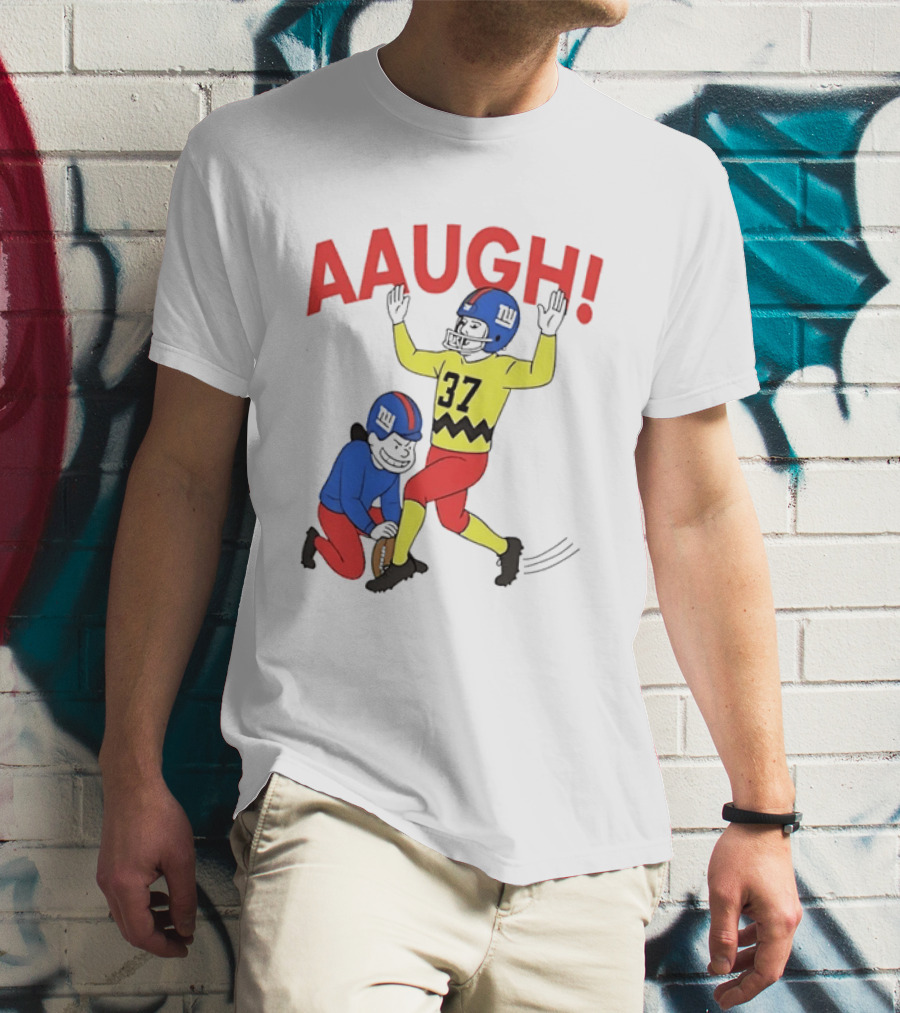 Charlie Brown New York Giants AAUGH Football 37 Peanuts Comic T-Shirt