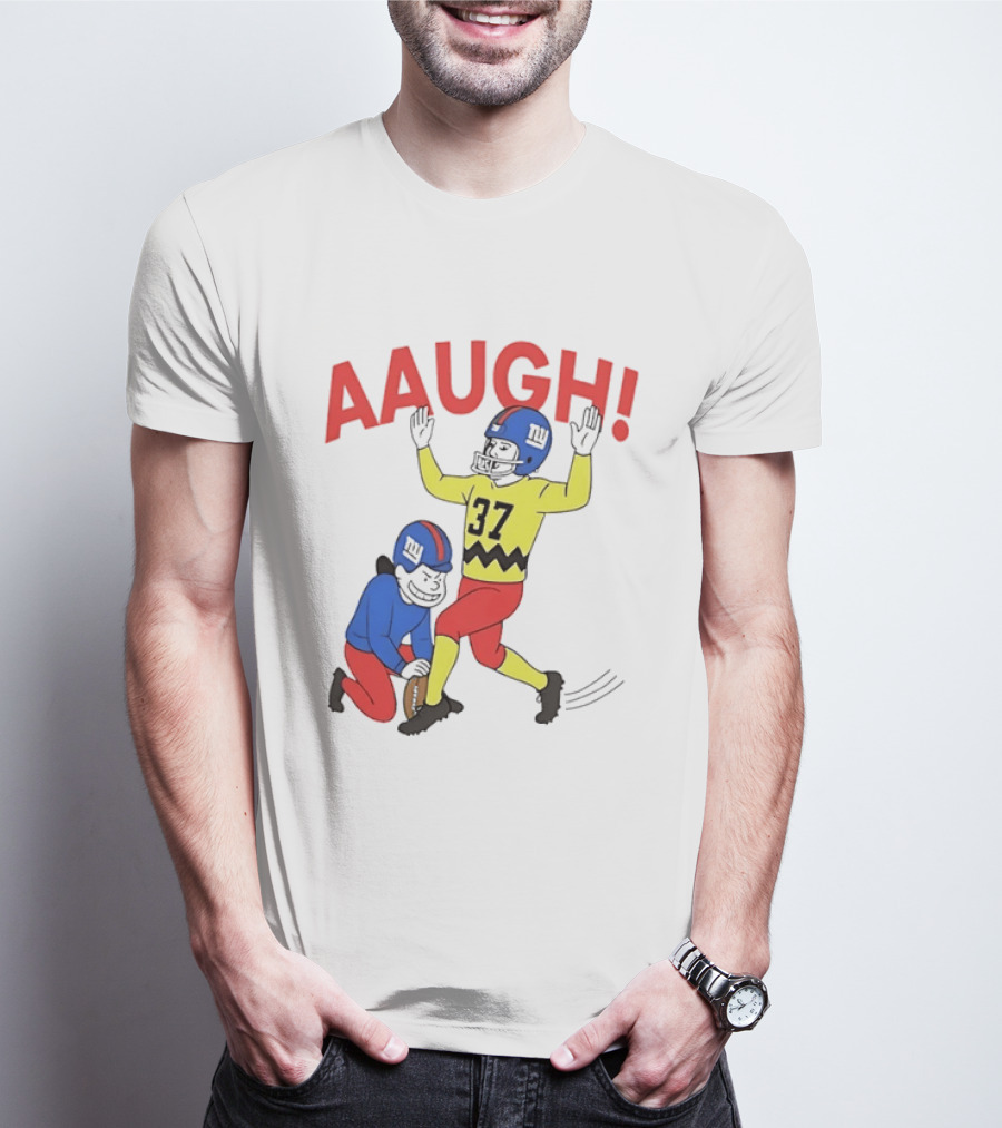 Charlie Brown New York Giants AAUGH Football 37 Peanuts Comic T-Shirt
