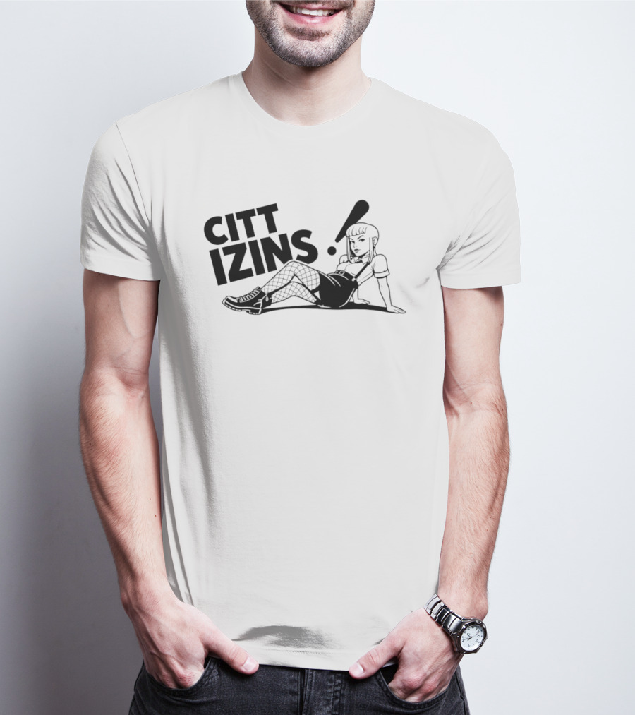 Citt Izins Pin Up Girl Fishnet Punk Style Alternative Fashion T-Shirt