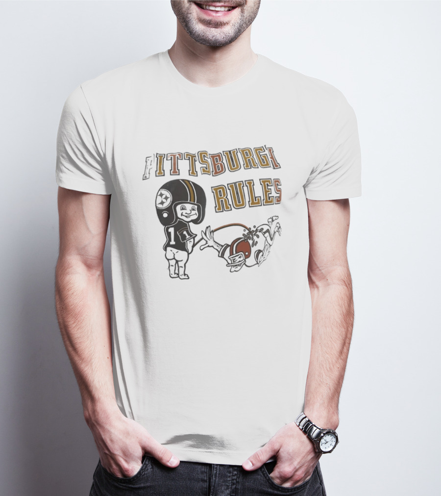 Pittsburgh Rules Football Helmet Kid Kicking Rival Team T-Shirt